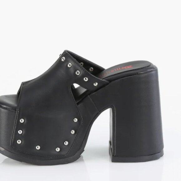 Camel-109 Demonia Platform Sandals Chunky Heel Slides NWT/NEW - Picture 2 of 2